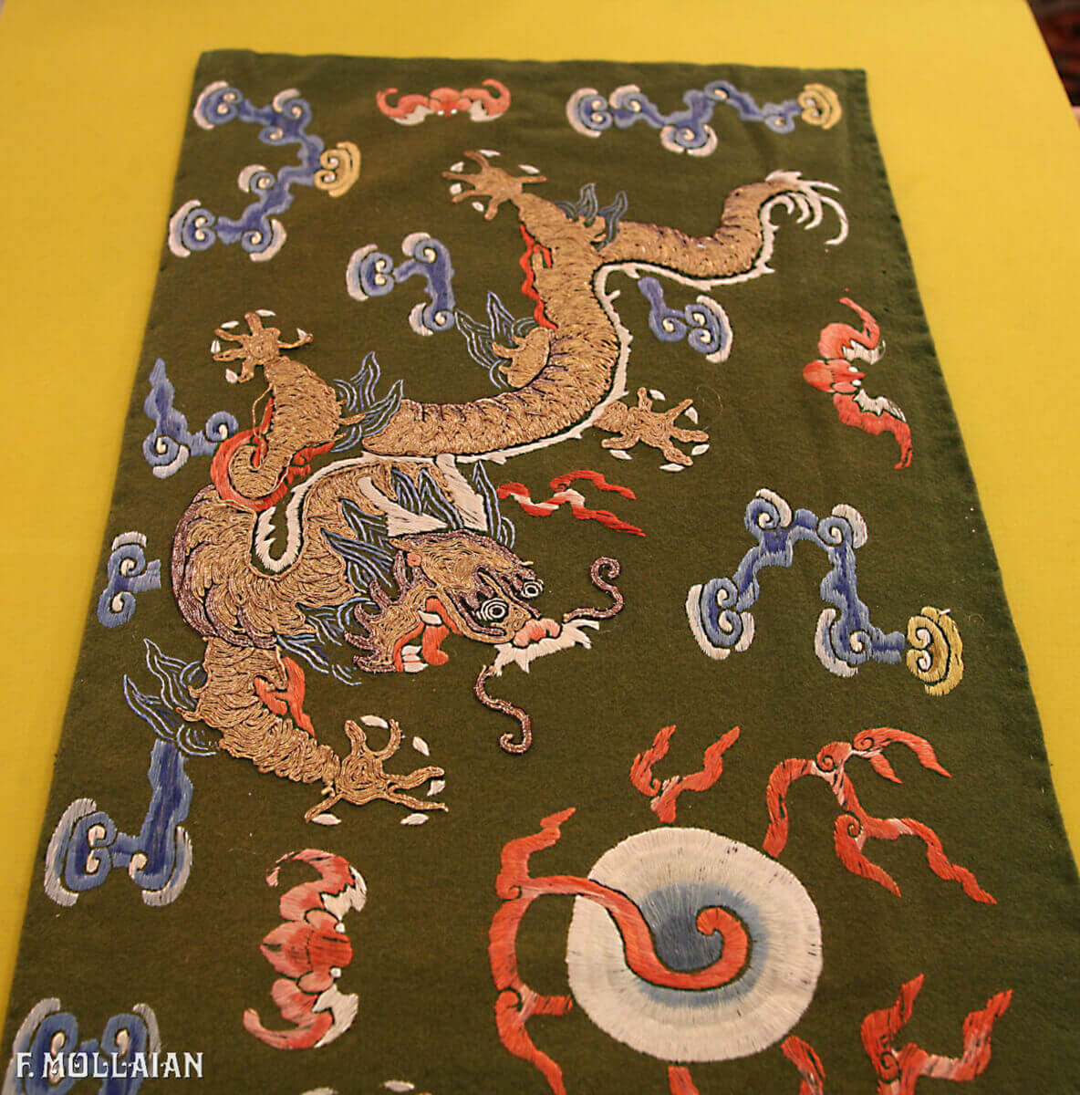 An Antique Pair of Silk & Metal Chinese Textile (85x30 cm)