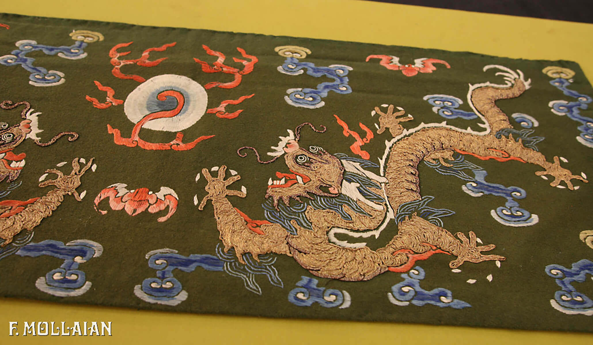 An Antique Pair of Silk & Metal Chinese Textile (85x30 cm)