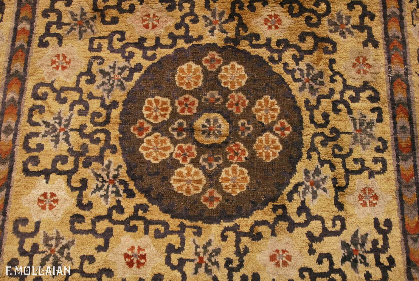 Antique Chinese Imperial Palace Ningxia Metal-Thread Souf Carpet (210x122 cm)