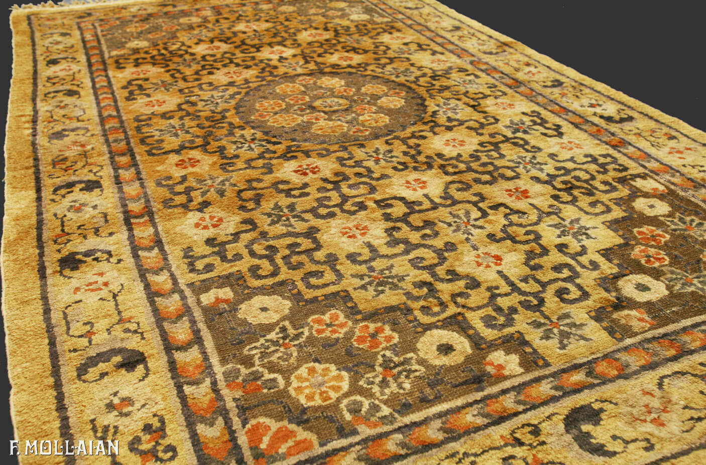Antique Chinese Imperial Palace Ningxia Metal-Thread Souf Carpet (210x122 cm)