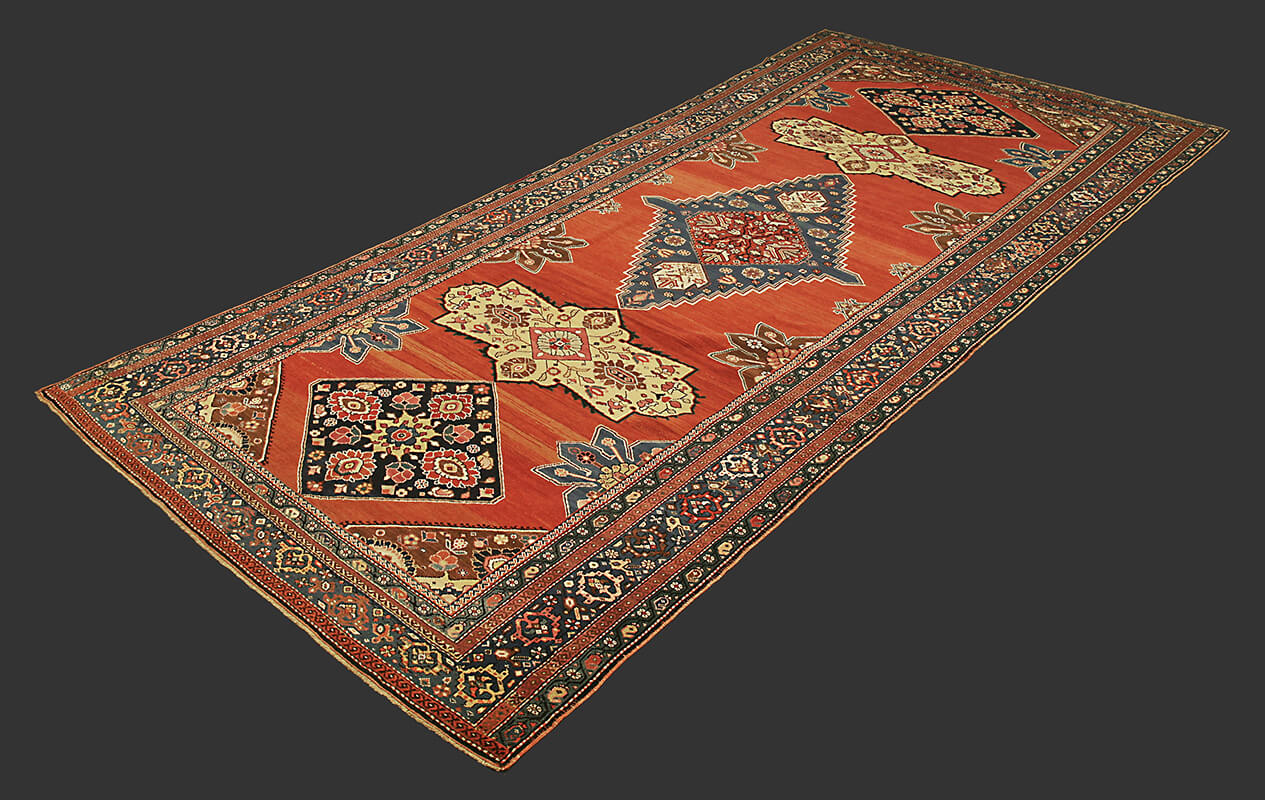 Antique Caucasian Karabakh (Qarabag) Part Silk Gallery Carpet (398x182 cm)