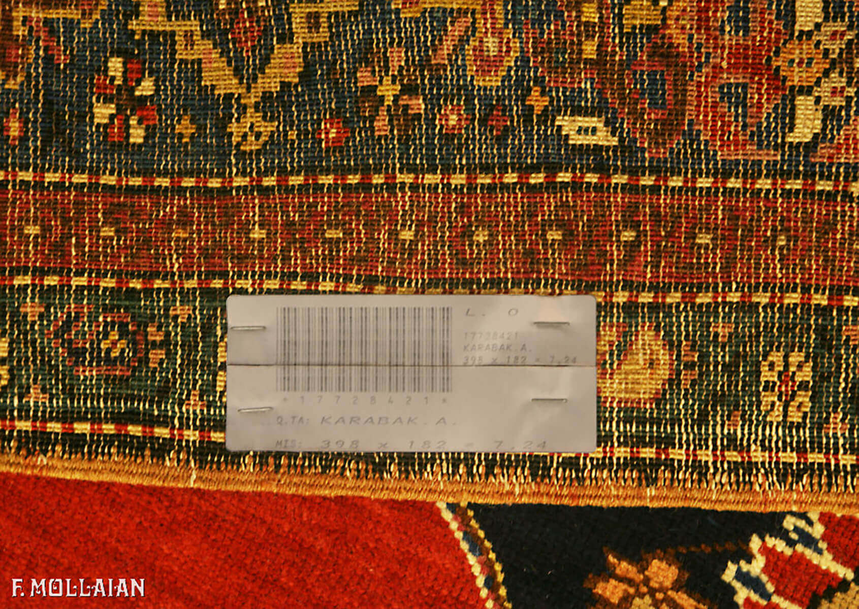 Antique Caucasian Karabakh (Qarabag) Part Silk Gallery Carpet (398x182 cm)