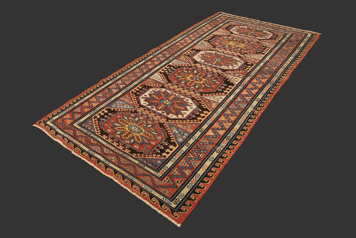 Geometric design Caucasian Kilim Sumak (215x116 cm)