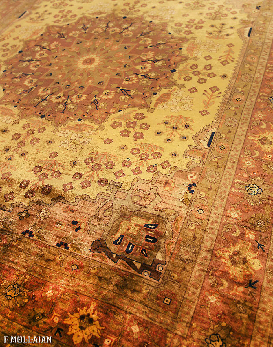 Antique Persian Heriz Silk Rug (176x151 cm)