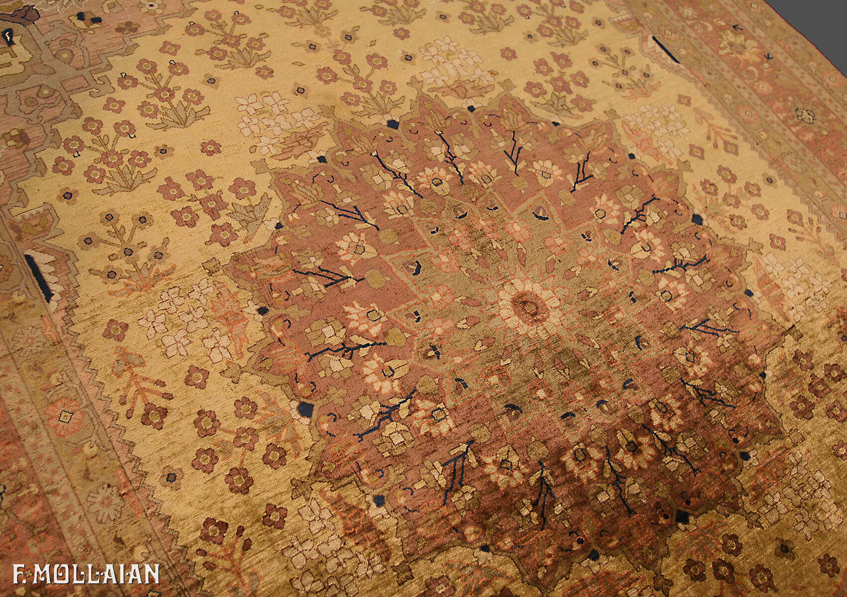 Antique Persian Heriz Silk Rug (176x151 cm)