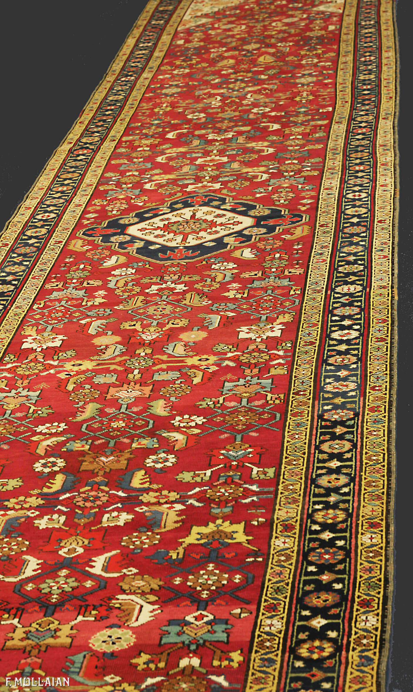 Hand-Knotted Antique Caucasian Karabakh (Qarabag) Long Runner Carpet n°:36743003