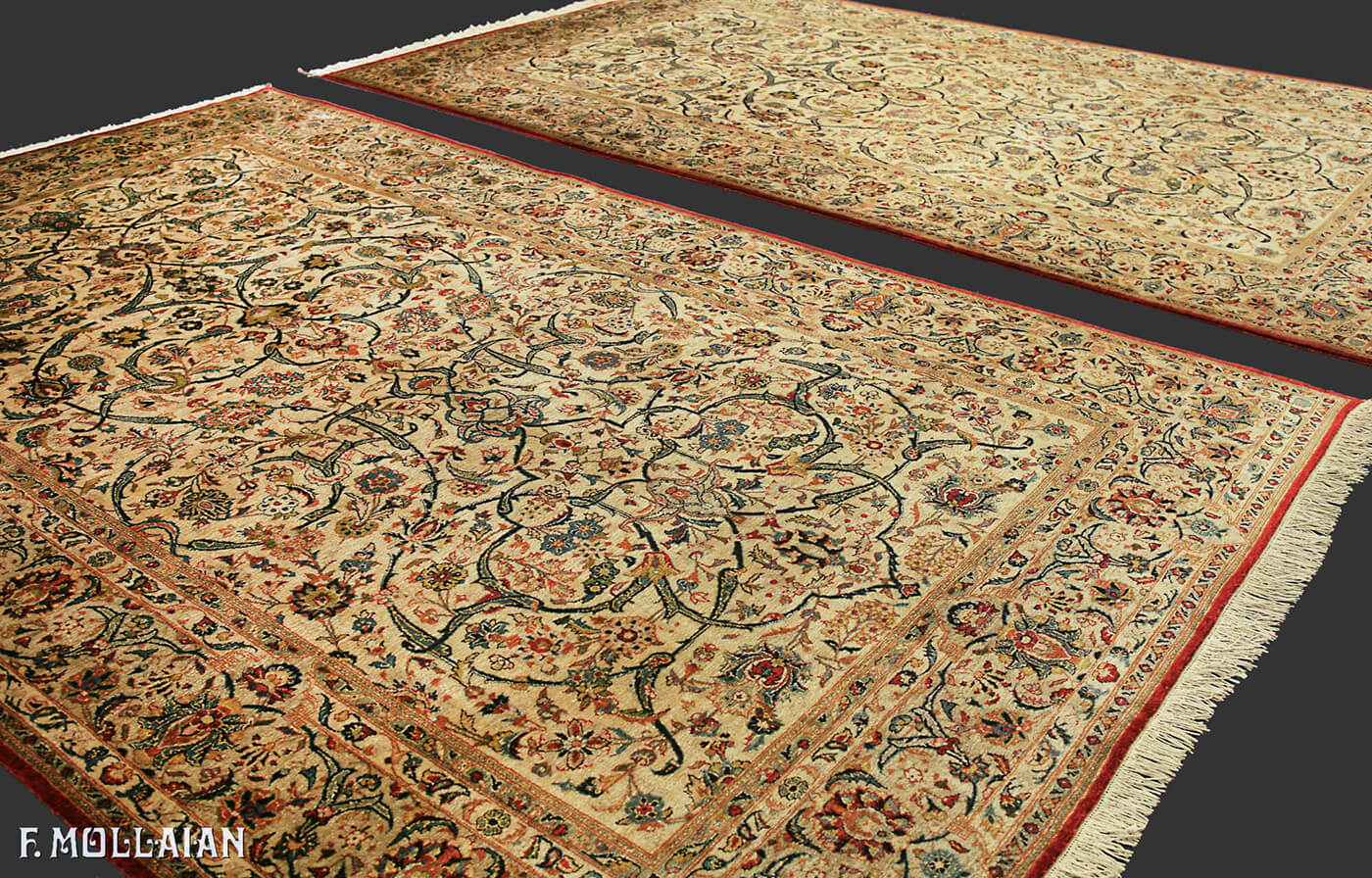 Pair of Antique Persian Kashan Silk “Forutan” Rug n°:51755568