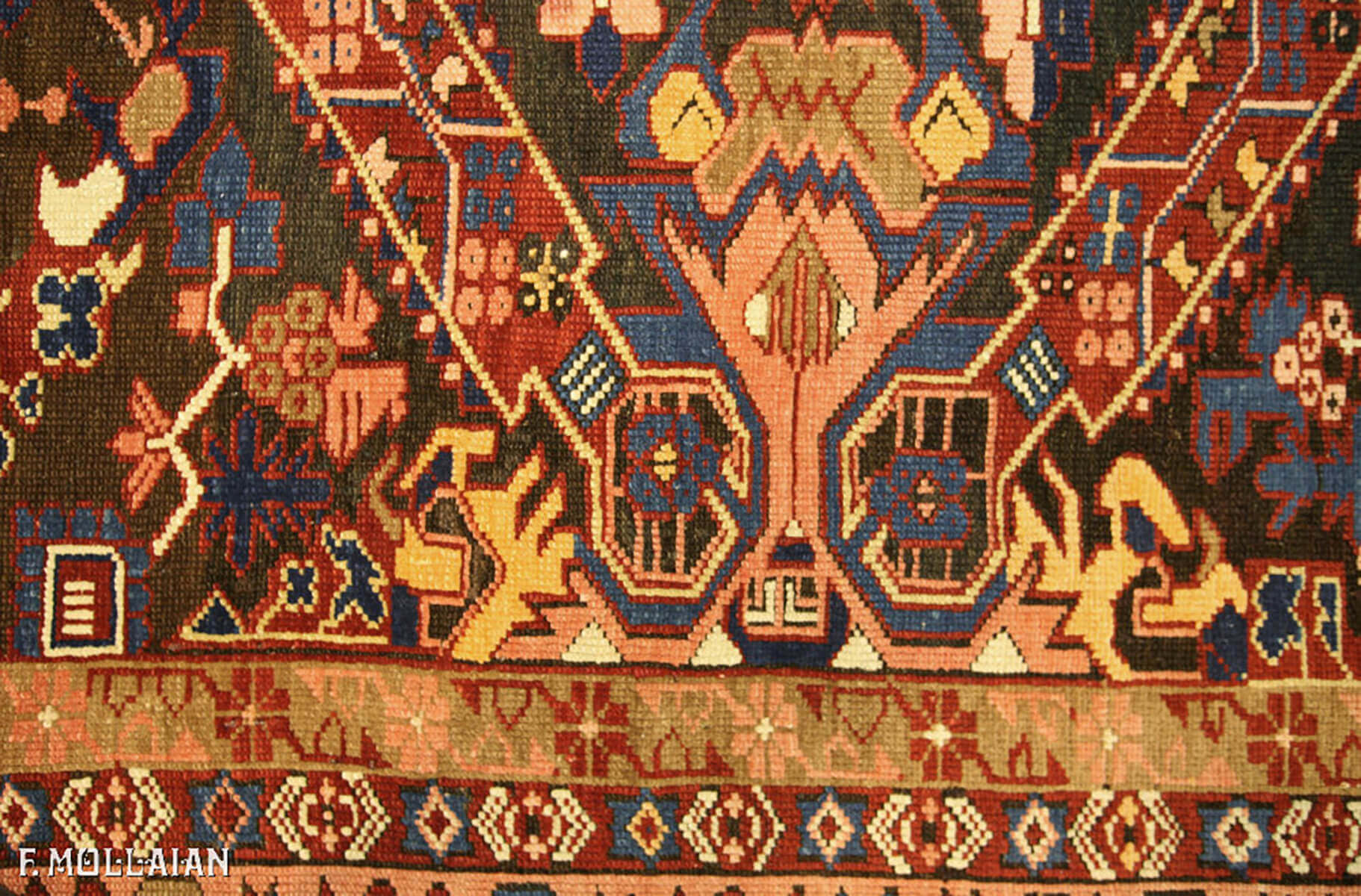 Tapis Seychour (Zeikhur) du Caucase à Motifs Stylisés n°:46589236