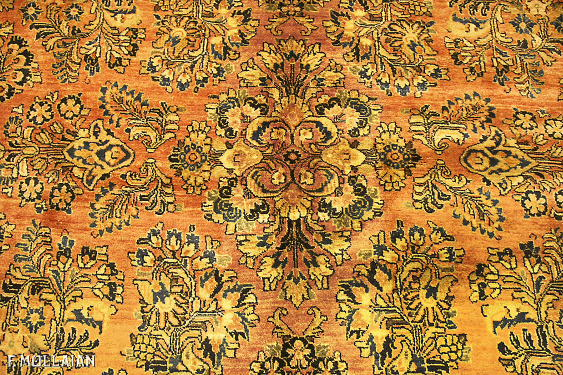 Salmon Color Field Floral Antique Persian Saruk Rug n°:95583952